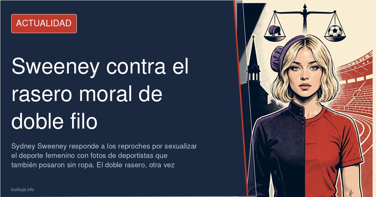 Retrato de Sydney Sweeney durante un acto promocional, con gesto serio y fondo neutro