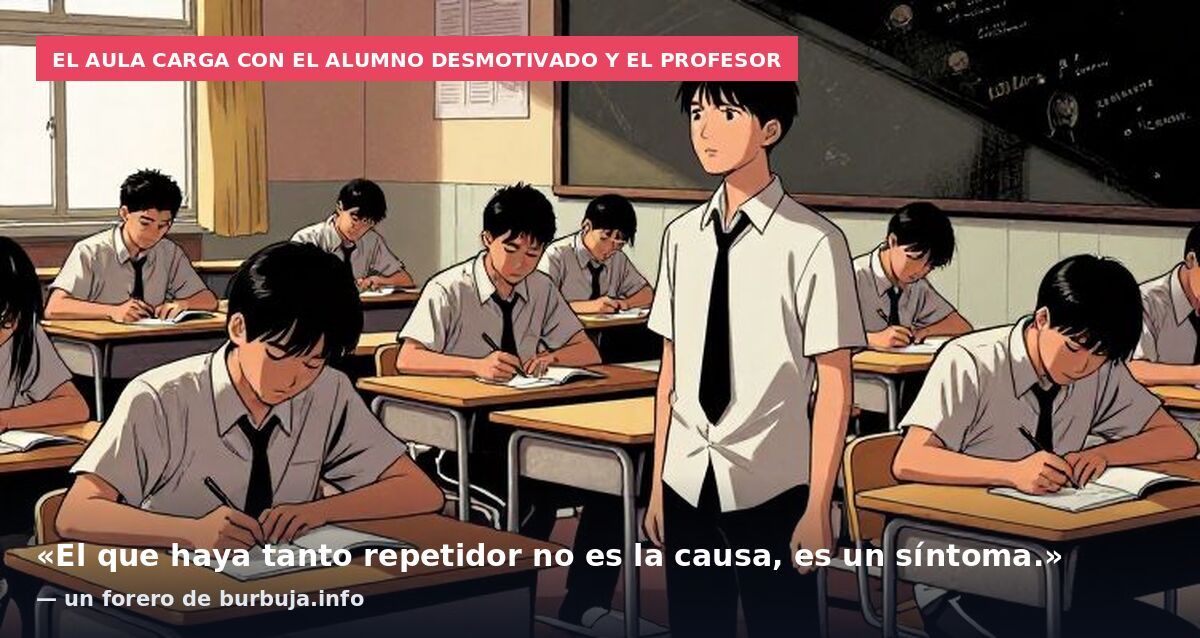 El aula carga con el alumno desmotivado y el profesor: «El que haya tanto repetidor no es la causa, es un síntoma.» — un forero de burbuja.info