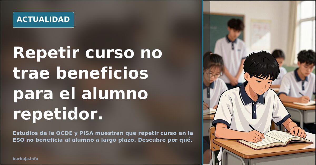 Repetir curso no trae beneficios para el alumno repetidor.