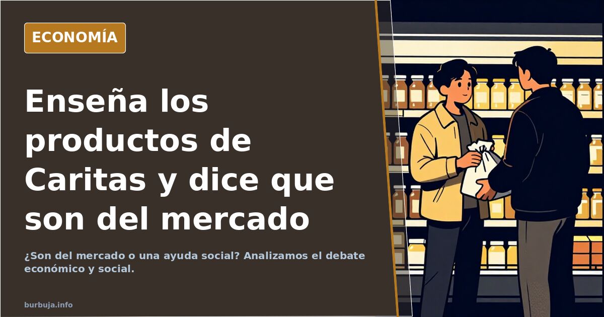 Enseña los productos de Caritas y dice que son del mercado