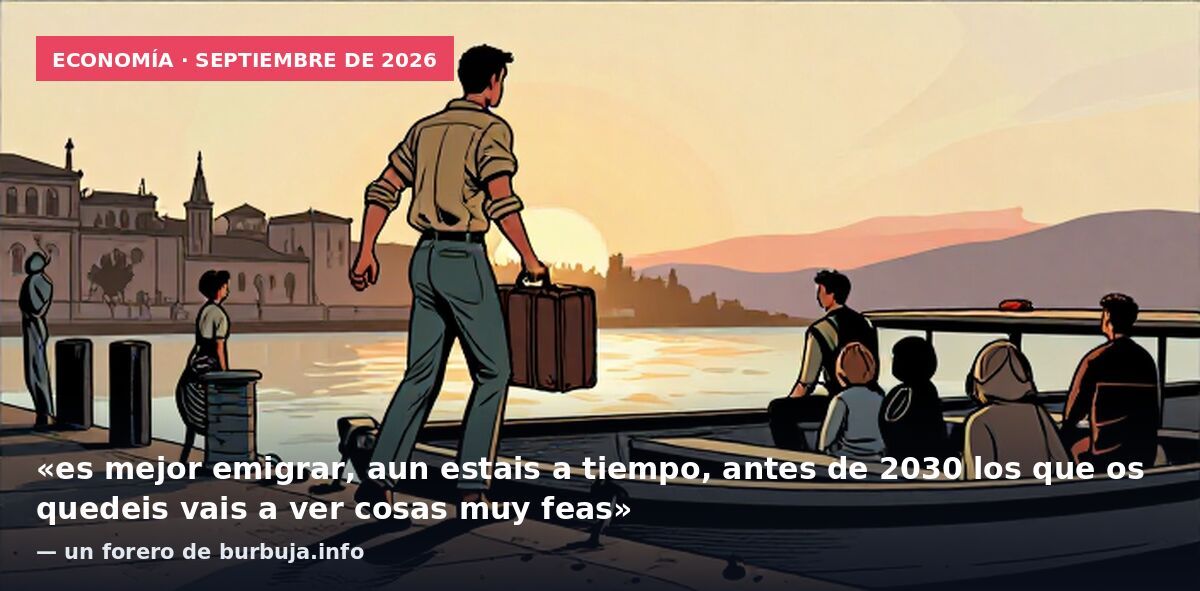Economía · septiembre de 2026: «es mejor emigrar, aun estais a tiempo, antes de 2030 los que os quedeis vais a ver cosas muy feas» — un forero de burbuja.info