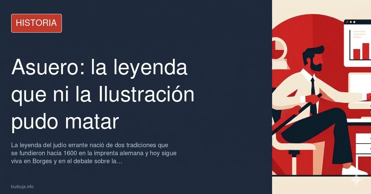 Grabado al estilo de Gustavo Doré con la figura del judío errante Asuero vagando por un camino