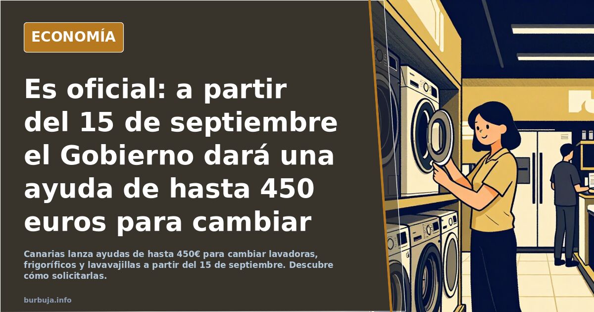 Es oficial: a partir del 15 de septiembre el Gobierno dará una ayuda de hasta 450 euros para cambiar la lavadora, el frigorífico o el lavavajillas
