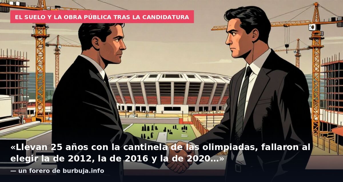 El suelo y la obra pública tras la candidatura: «Llevan 25 años con la cantinela de las olimpiadas, fallaron al elegir la de 2012, la de 2016 y la de 2020…» — un forero de burbuja.info