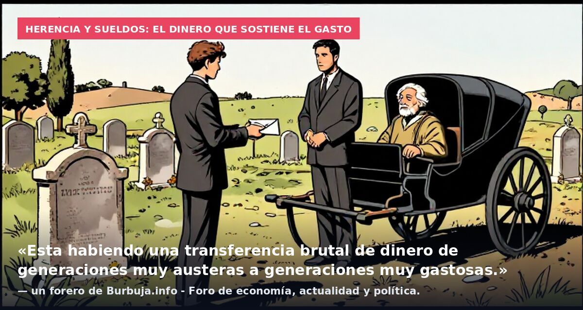 Herencia y sueldos: el dinero que sostiene el gasto: «Esta habiendo una transferencia brutal de dinero de generaciones muy austeras a generaciones muy gastosas.» — un forero de Burbuja.info - Foro de economía, actualidad y política.