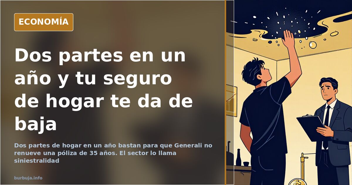 Carta de renovación de un seguro de hogar de Generali junto a una póliza antigua de hace décadas sobre una mesa