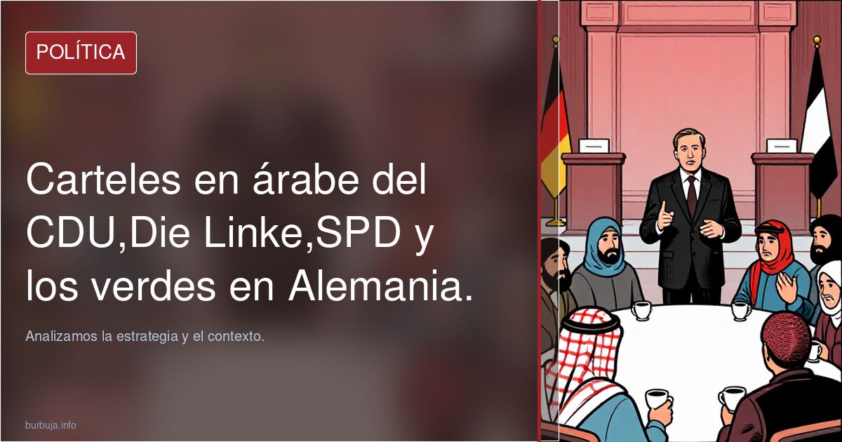 Carteles en árabe del CDU,Die Linke,SPD y los verdes en Alemania.