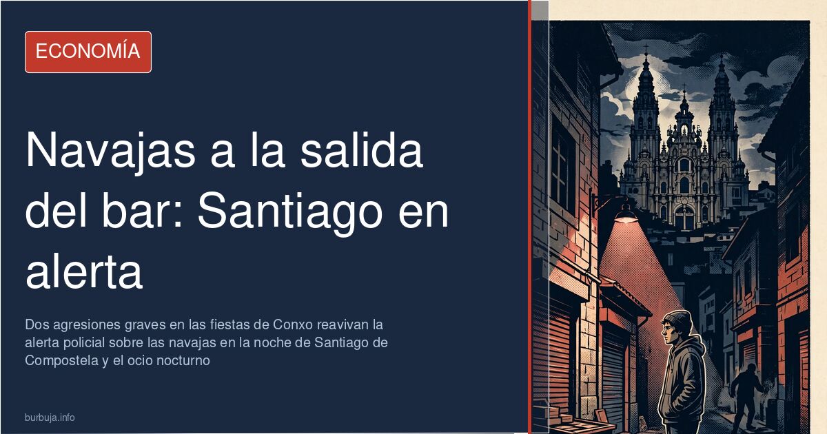 Calle del casco urbano de Santiago de Compostela de noche con personas saliendo de locales de ocio nocturno