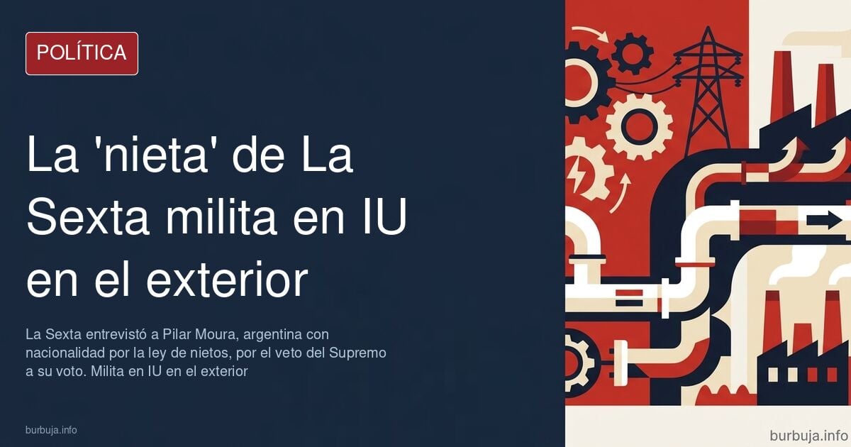 Ilustración editorial de una entrevistada ante cámaras de televisión con una urna electoral y el emblema de Izquierda Unida a