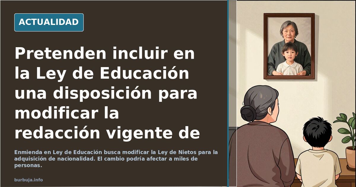 Pretenden incluir en la Ley de Educación una disposición para modificar la redacción vigente de la Ley de Nietos, para adquirir la nacionalidad