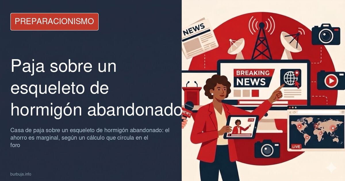 Estructura de hormigón abandonada sin terminar en la que se propone levantar los muros con balas de paja