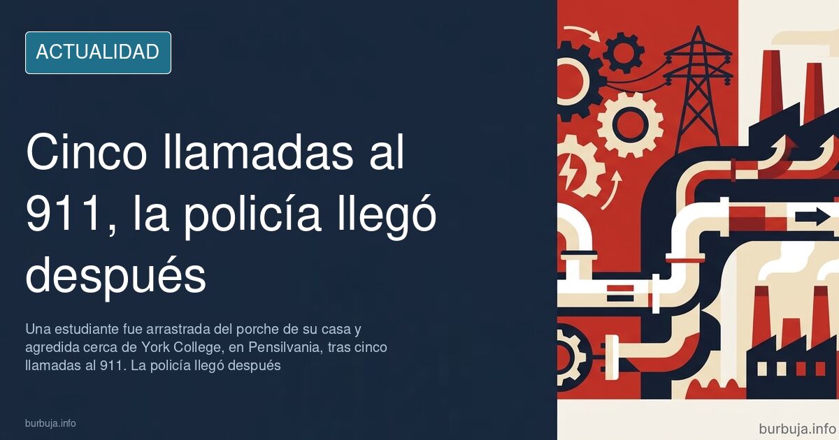 Calle residencial junto a un campus universitario en Pensilvania con una señal de stop y coches patrulla al fondo
