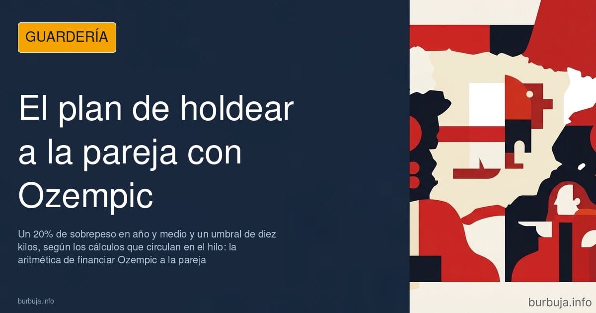 Ilustración de un hombre calculando el coste mensual de un tratamiento con Ozempic mientras su pareja espera el resultado