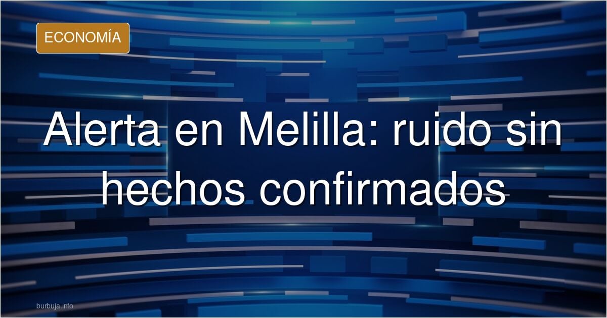 Gráfico de mercado con flechas en alza y baja sobre un mapa de Melilla junto a titulares de última hora