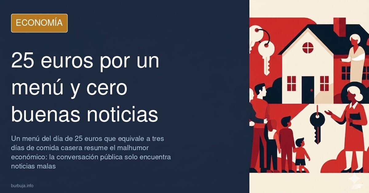 Gráficos descendentes, monedas y un ticket de restaurante bajo luz azul marino que ilustran el malestar económico