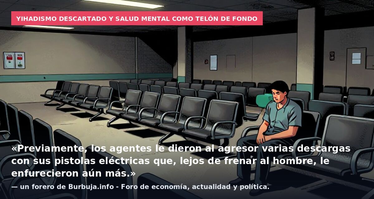 Yihadismo descartado y salud mental como telón de fondo: «Previamente, los agentes le dieron al agresor varias descargas con sus pistolas eléctricas que, lejos de frenar al hombre, le enfurecieron aún más.» — un forero de Burbuja.info - Foro de econo