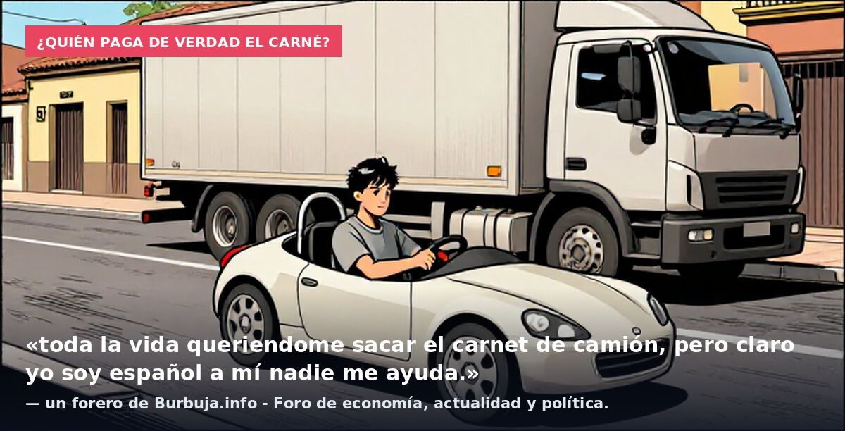 ¿Quién paga de verdad el carné?: «toda la vida queriendome sacar el carnet de camión, pero claro yo soy español a mí nadie me ayuda.» — un forero de Burbuja.info - Foro de economía, actualidad y política.