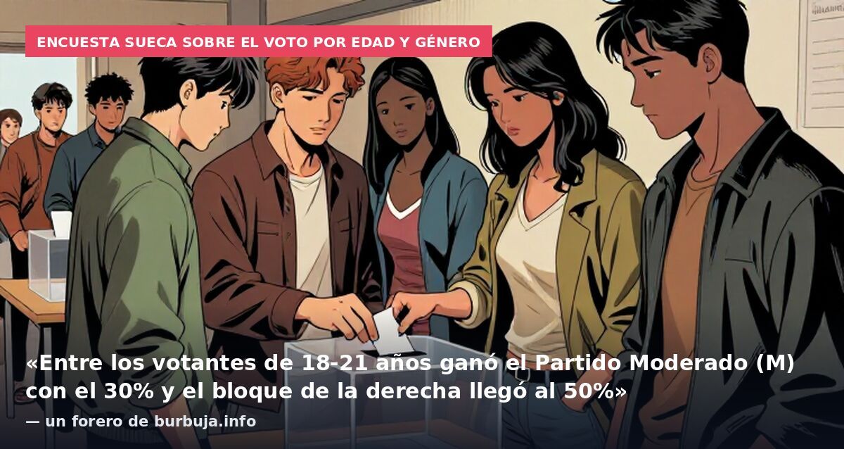 Encuesta sueca sobre el voto por edad y género: «Entre los votantes de 18-21 años ganó el Partido Moderado (M) con el 30% y el bloque de la derecha llegó al 50%» — un forero de burbuja.info