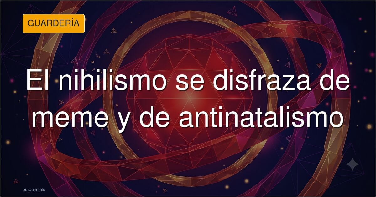 Ilustración de personas ante un cartel con la palabra nihilismo