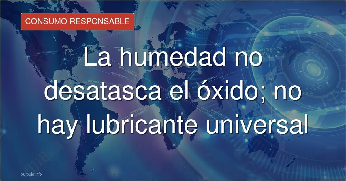 Frasco de aceite penetrante y bote de grasa junto a una bisagra oxidada, lubricante para desatascar un mecanismo