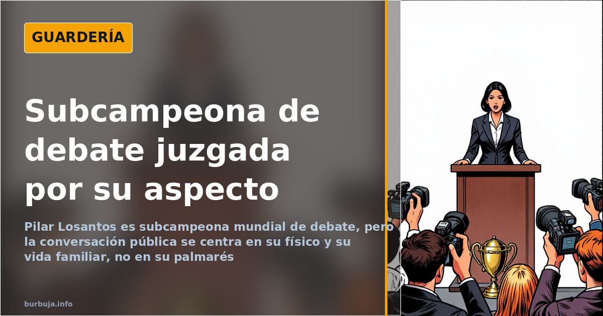 Ilustración de una joven debatiente en un atril, imagen asociada al juicio público sobre el físico de Pilar Losantos
