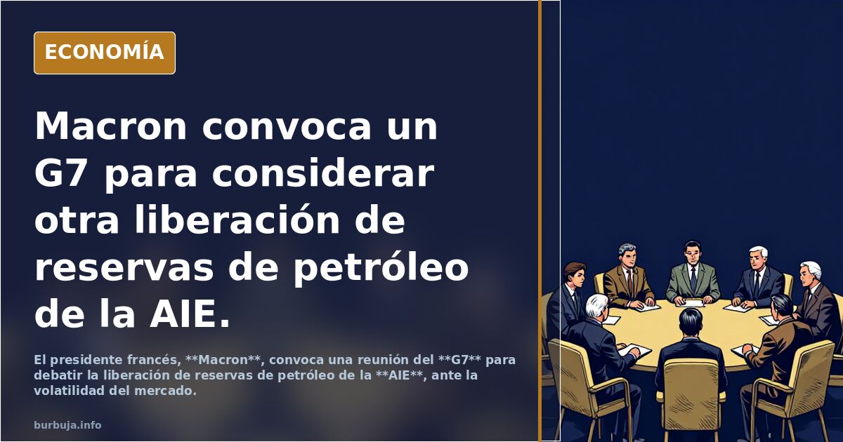 Macron convoca un G7 para considerar otra liberación de reservas de petróleo de la AIE.