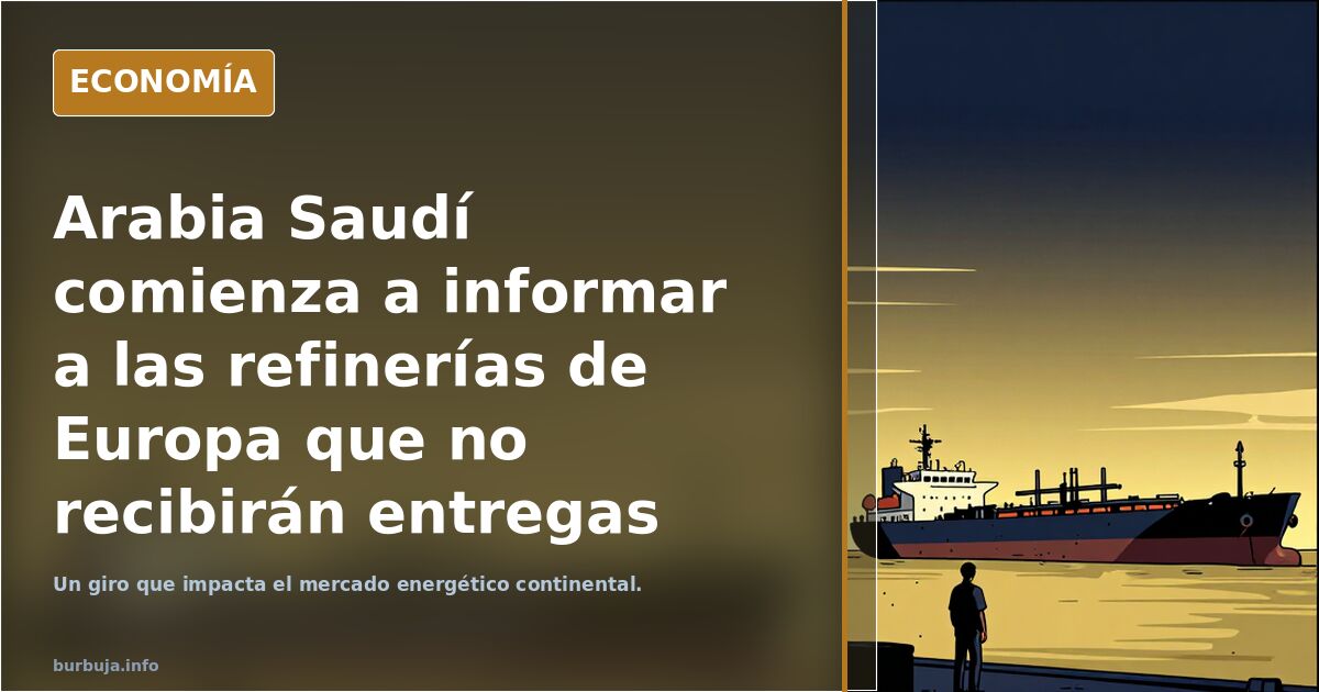 Arabia Saudí comienza a informar a las refinerías de Europa que no recibirán entregas de petróleo el próximo mes