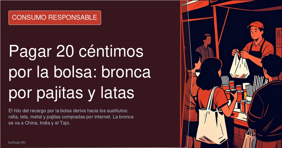 Pagar 20 céntimos por la bolsa: bronca por pajitas y latas