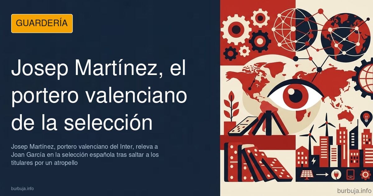 Ilustración de un portero con guantes estirándose para parar un balón bajo los palos, con la selección española al fondo