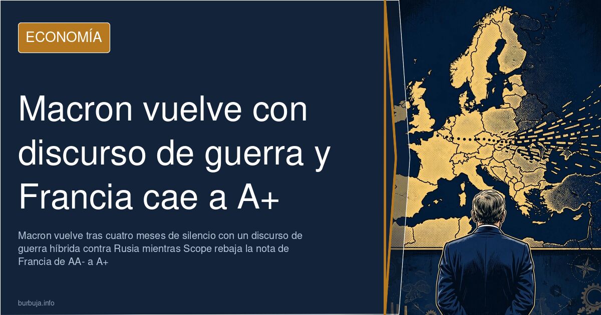 Mandatario europeo ante un mapa del continente con gráficos de deuda a la baja y reservas de gas vacías en tonos azul marino 