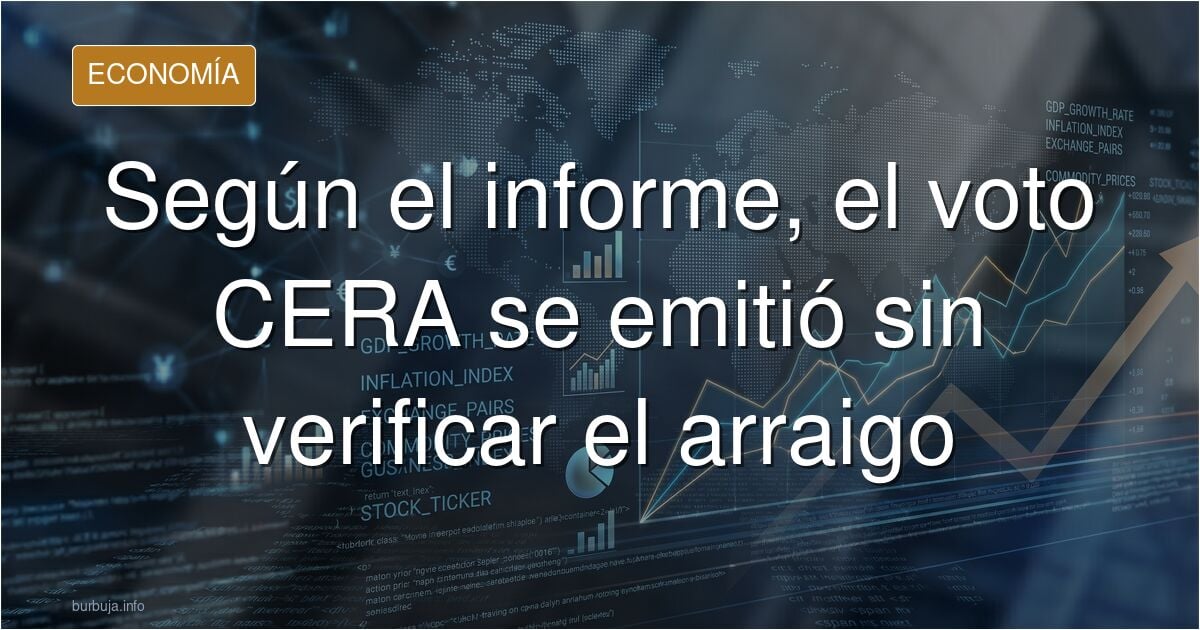 Ilustración editorial con una urna, papeletas y gráficos, símbolo del voto CERA y de la falta de verificación del arraigo seg