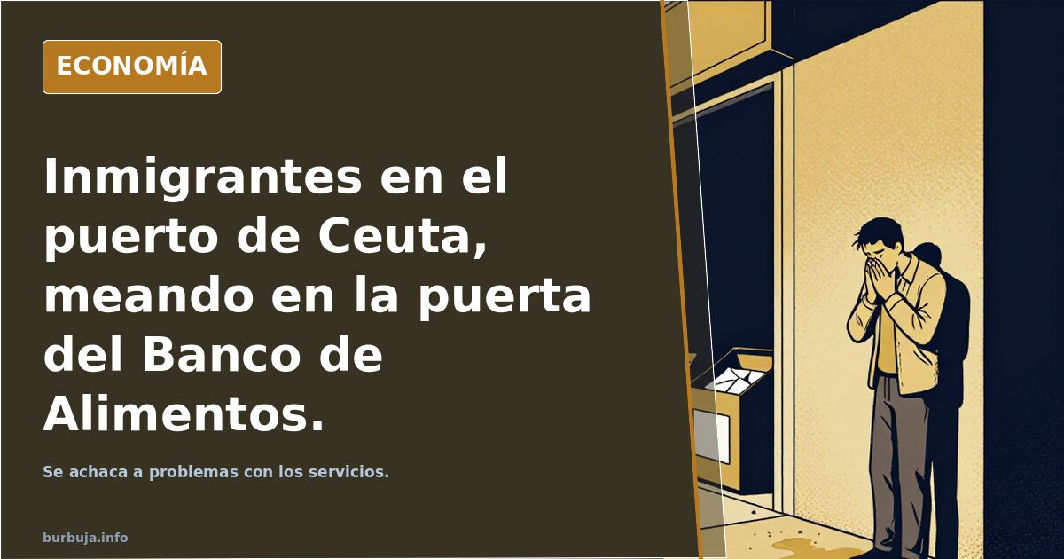 Inmigrantes en el puerto de Ceuta, meando en la puerta del Banco de Alimentos.