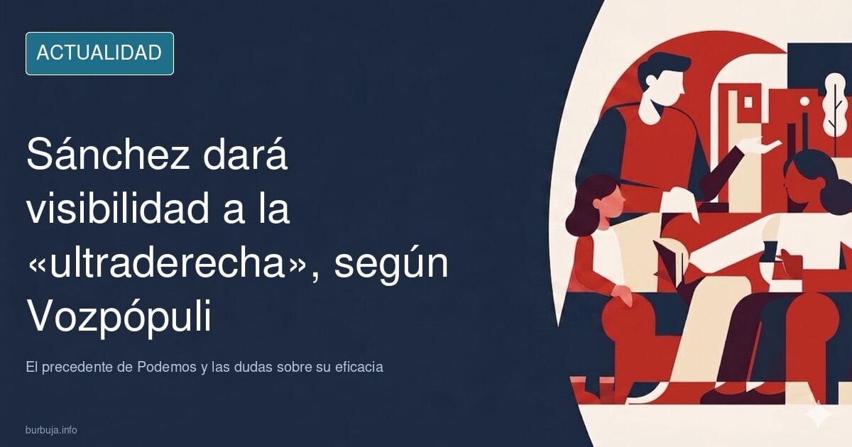 Ilustración editorial: platós de televisión encendidos frente a un televisor apagado, sobre la estrategia atribuida a Sánchez