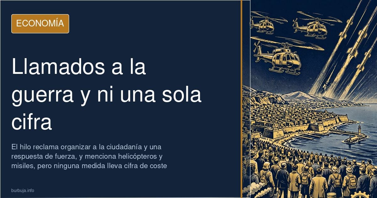 Ilustración editorial con gráficos financieros y monedas bajo el concepto de conflicto, sin cifras de gasto