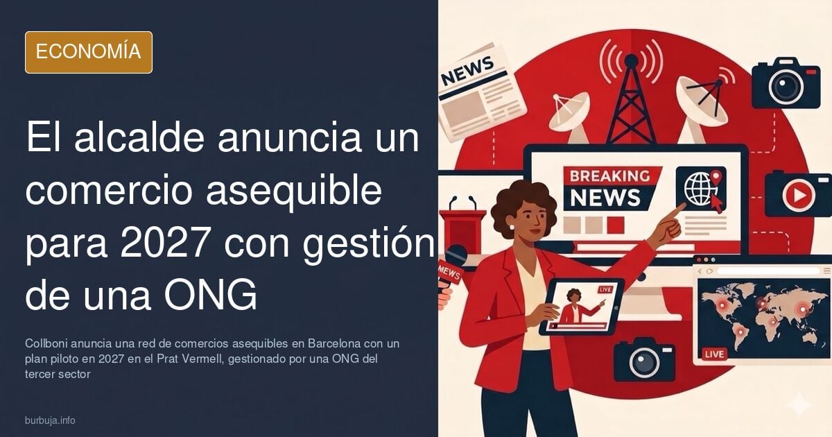 Ilustración editorial de un comercio de alimentos con estanterías de producto fresco