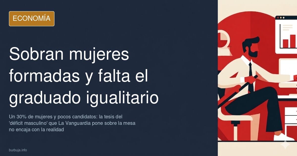 Embudo con fichas de ajedrez y un birrete universitario en tonos azul marino y oro ilustrando el déficit masculino y la falta