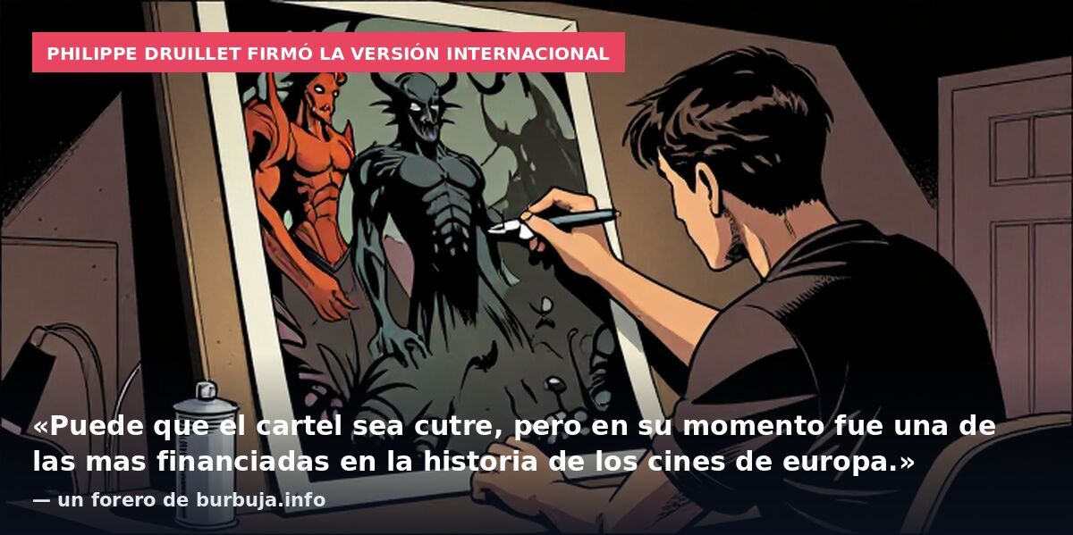 Philippe Druillet firmó la versión internacional: «Puede que el cartel sea cutre, pero en su momento fue una de las mas financiadas en la historia de los cines de europa.» — un forero de burbuja.info