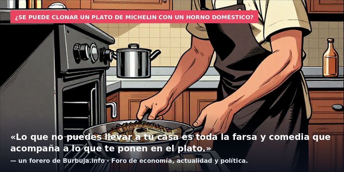 ¿Se puede clonar un plato de Michelin con un horno doméstico?: «Lo que no puedes llevar a tu casa es toda la farsa y comedia que acompaña a lo que te ponen en el plato.» — un forero de Burbuja.info - Foro de economía, actualidad y política.
