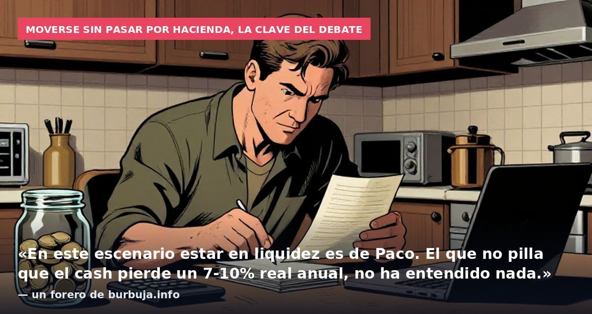 Moverse sin pasar por Hacienda, la clave del debate: «En este escenario estar en liquidez es de Paco. El que no pilla que el cash pierde un 7-10% real anual, no ha entendido nada.» — un forero de burbuja.info