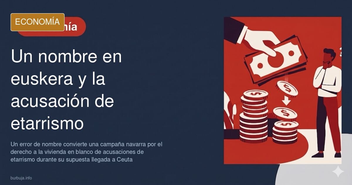 Ilustración editorial sobre una pancarta por el derecho a la vivienda y la confusión de nombres