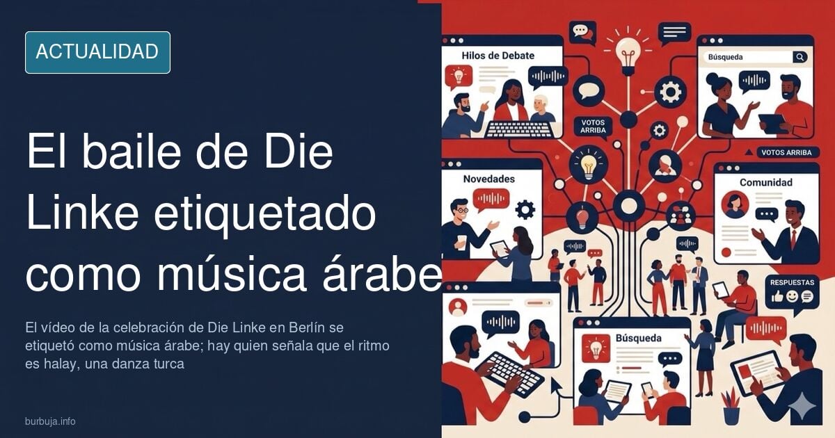 Imagen difundida de una celebración de Die Linke en Berlín con la etiqueta de música árabe