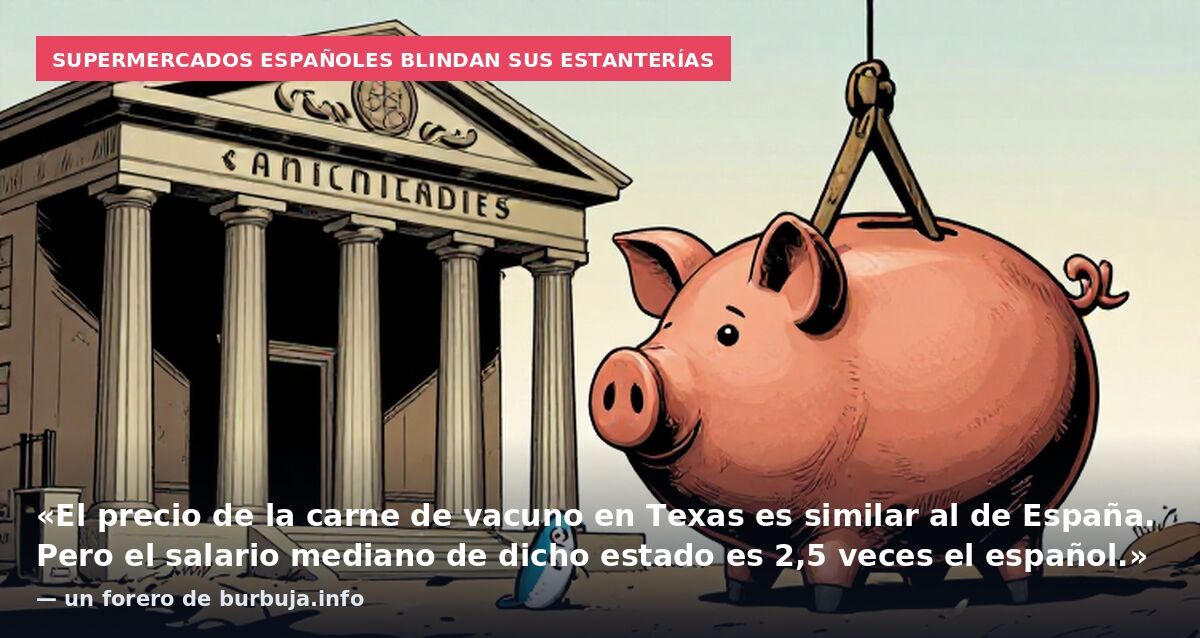 Supermercados españoles blindan sus estanterías: «El precio de la carne de vacuno en Texas es similar al de España. Pero el salario mediano de dicho estado es 2,5 veces el español.» — un forero de burbuja.info