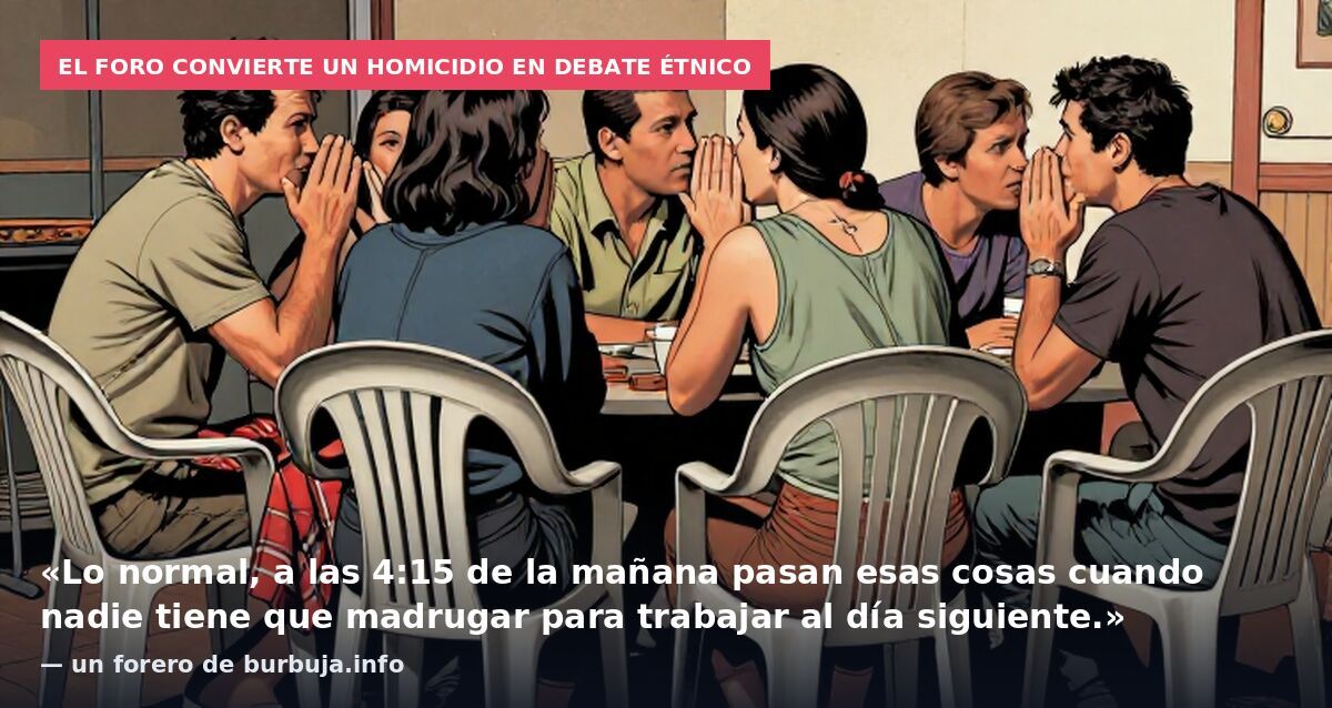 El foro convierte un homicidio en debate étnico: «Lo normal, a las 4:15 de la mañana pasan esas cosas cuando nadie tiene que madrugar para trabajar al día siguiente.» — un forero de burbuja.info