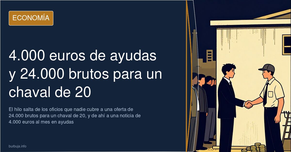 4.000 euros de ayudas y 24.000 brutos para un chaval de 20