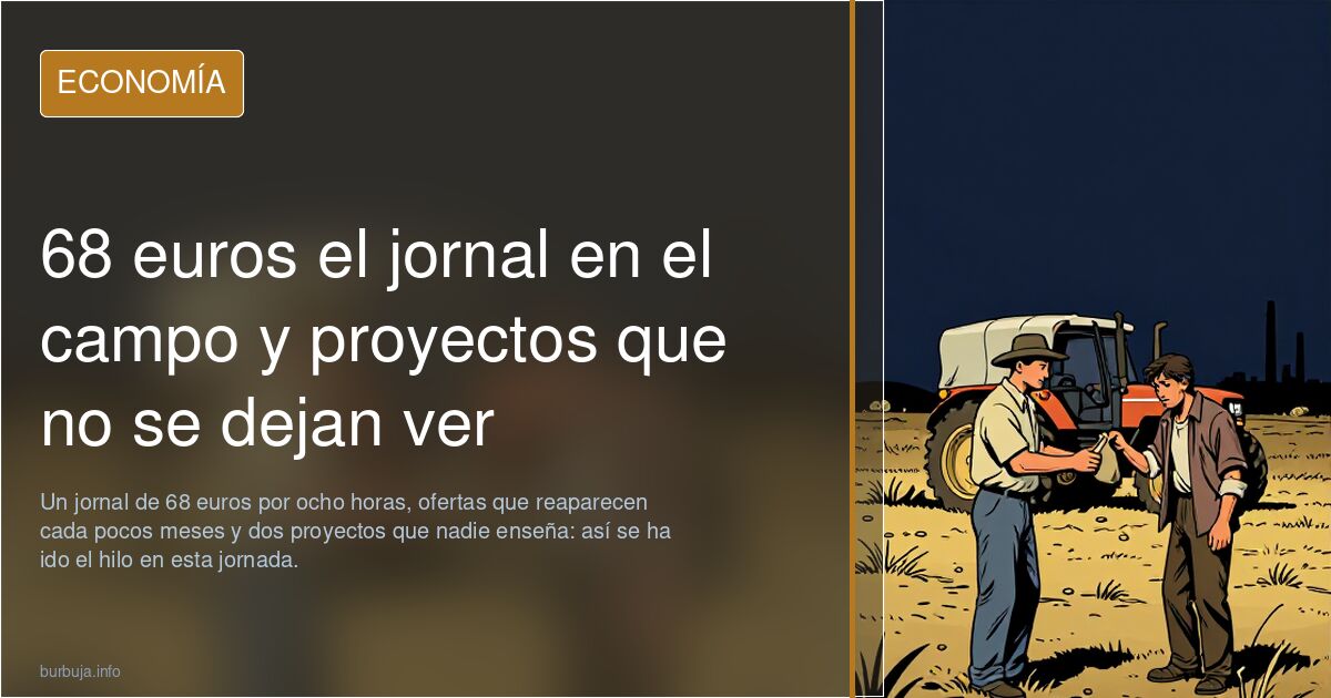68 euros el jornal en el campo y proyectos que no se dejan ver