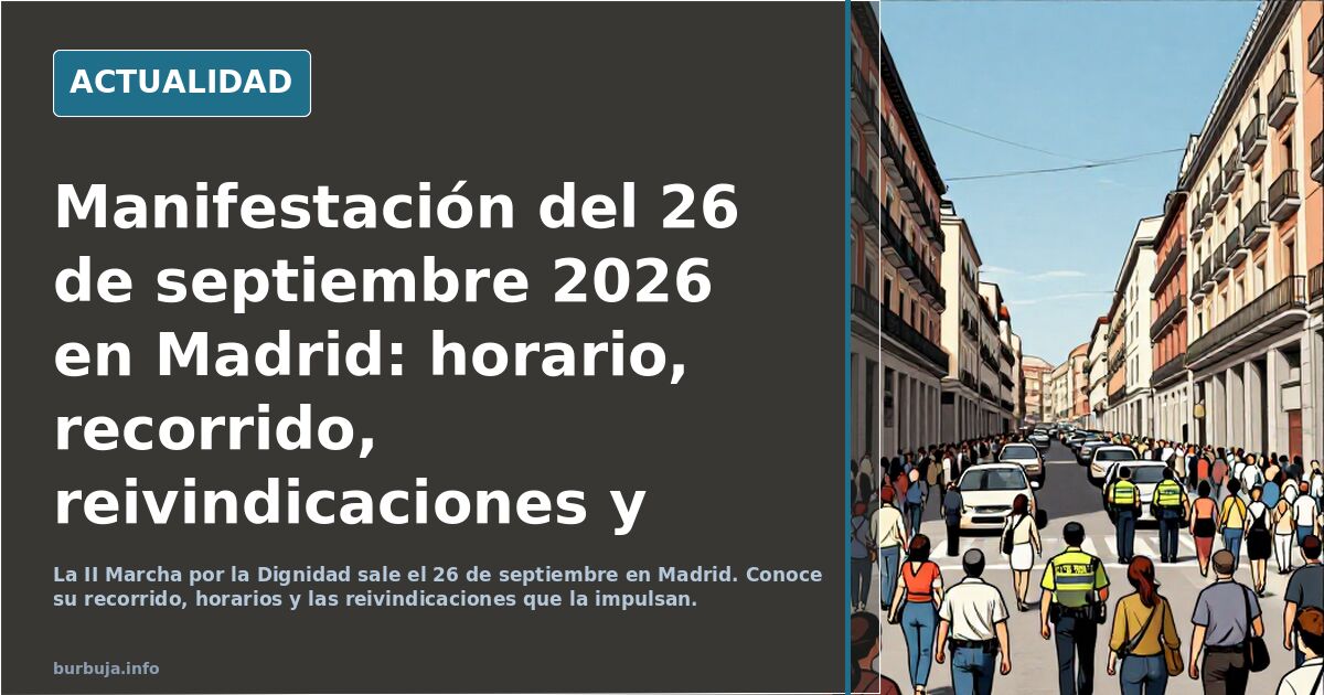 Manifestación del 26 de septiembre 2026 en Madrid: horario, recorrido, reivindicaciones y cortes de tráfico