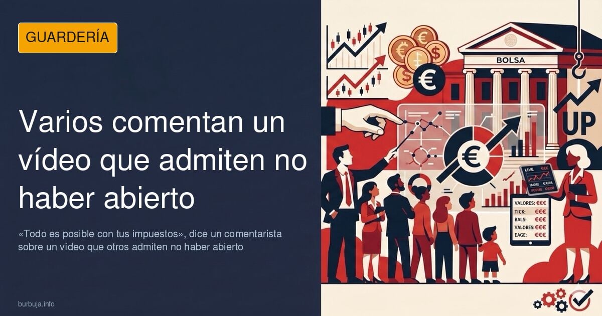 Ilustración de varias personas mirando el móvil y comentando un vídeo que algunas no han abierto