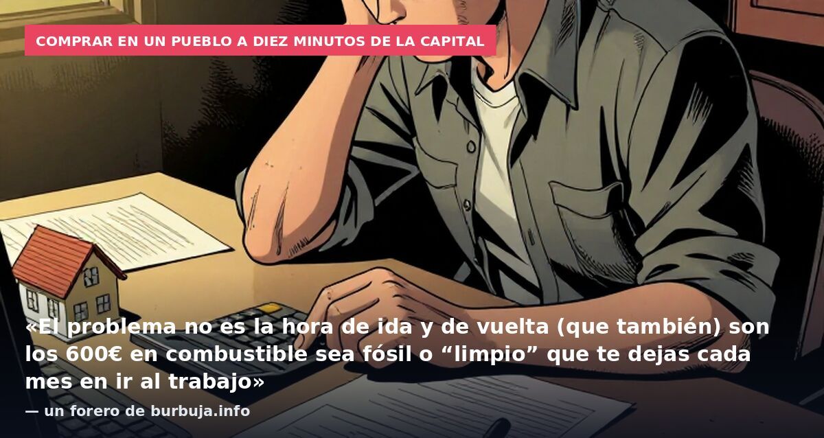 Comprar en un pueblo a diez minutos de la capital: «El problema no es la hora de ida y de vuelta (que también) son los 600€ en combustible sea fósil o “limpio” que te dejas cada mes en ir al trabajo» — un forero de burbuja.info