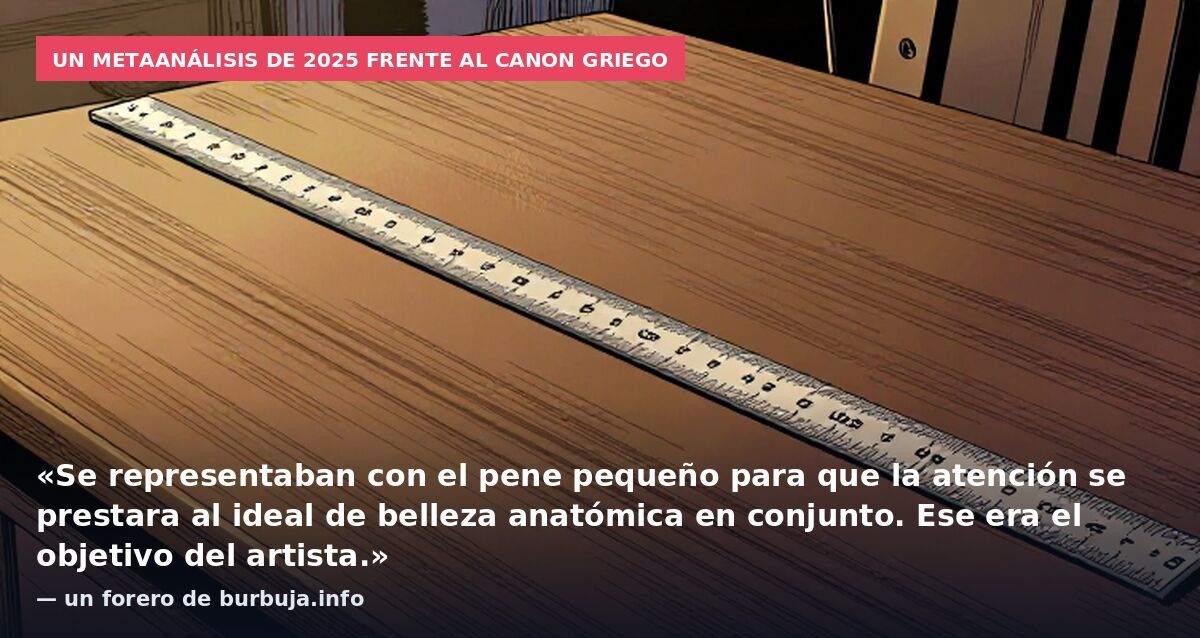 Un metaanálisis de 2025 frente al canon griego: «Se representaban con el pene pequeño para que la atención se prestara al ideal de belleza anatómica en conjunto. Ese era el objetivo del artista.» — un forero de burbuja.info