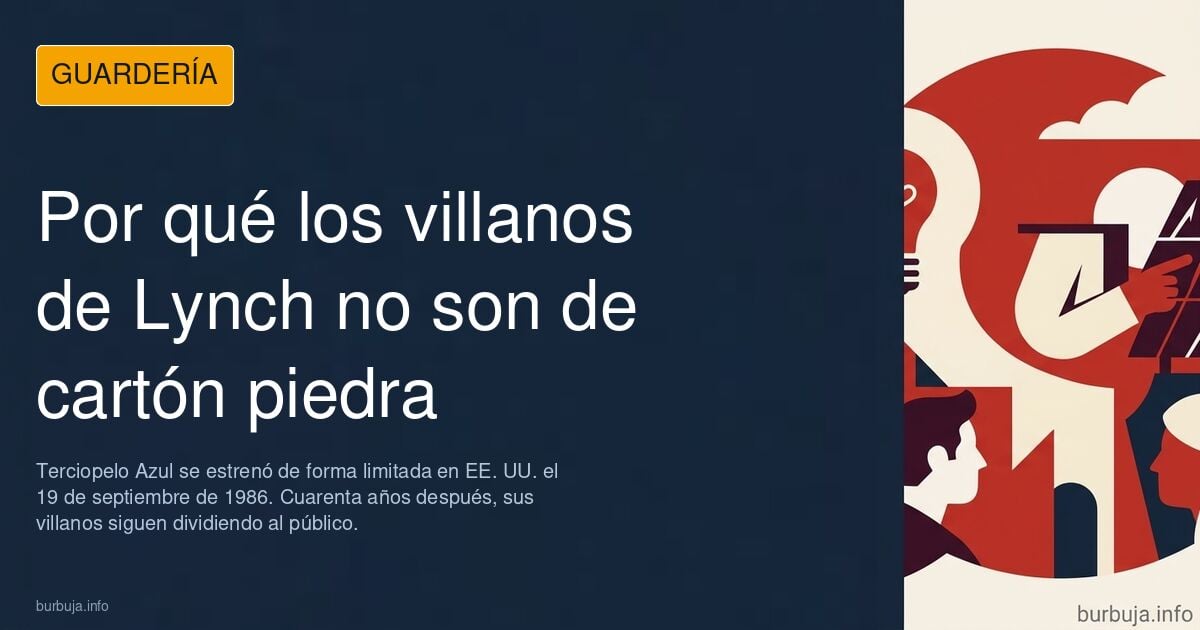 Ilustración de un villano exagerado de Terciopelo Azul frente a una sala de cine en el cuarenta aniversario